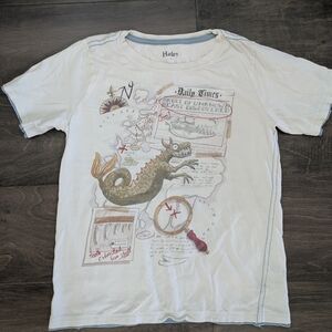 Hatley White Short-Sleeve Kids Tee with Sea Monster Explorer Graphic
